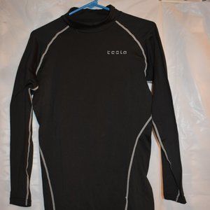 Men's Tesla mock-neck cold weather base layer long-sleeve shirt - black